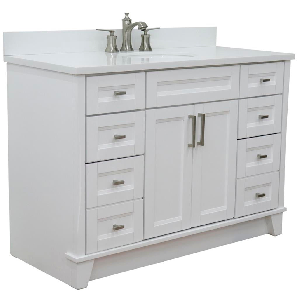 Bellaterra Home, Terni 49" White Single Vanity, Oval Sink, White Quartz#top-options_white-quartz-top