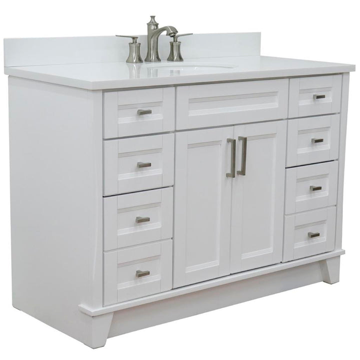 Bellaterra Home, Terni 49" White Single Vanity, Oval Sink, White Quartz#top-options_white-quartz-top