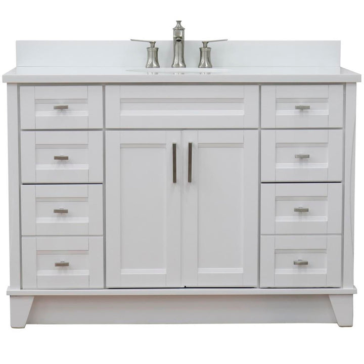 Bellaterra Home, Terni 49" White Single Vanity, Oval Sink, White Quartz#top-options_white-quartz-top