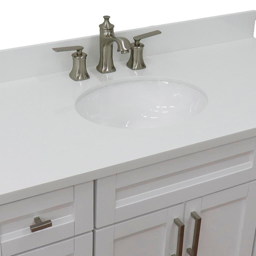 Bellaterra Home, Terni 49" White Single Vanity, Oval Sink, White Quartz#top-options_white-quartz-top