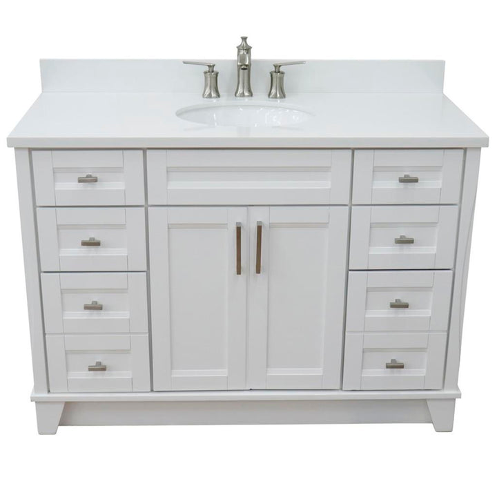 Bellaterra Home, Terni 49" White Single Vanity, Oval Sink, White Quartz#top-options_white-quartz-top