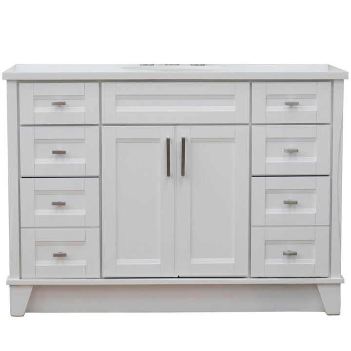 Bellaterra Home, Terni 49" White Single Vanity, Oval Sink, White Quartz#top-options_white-quartz-top