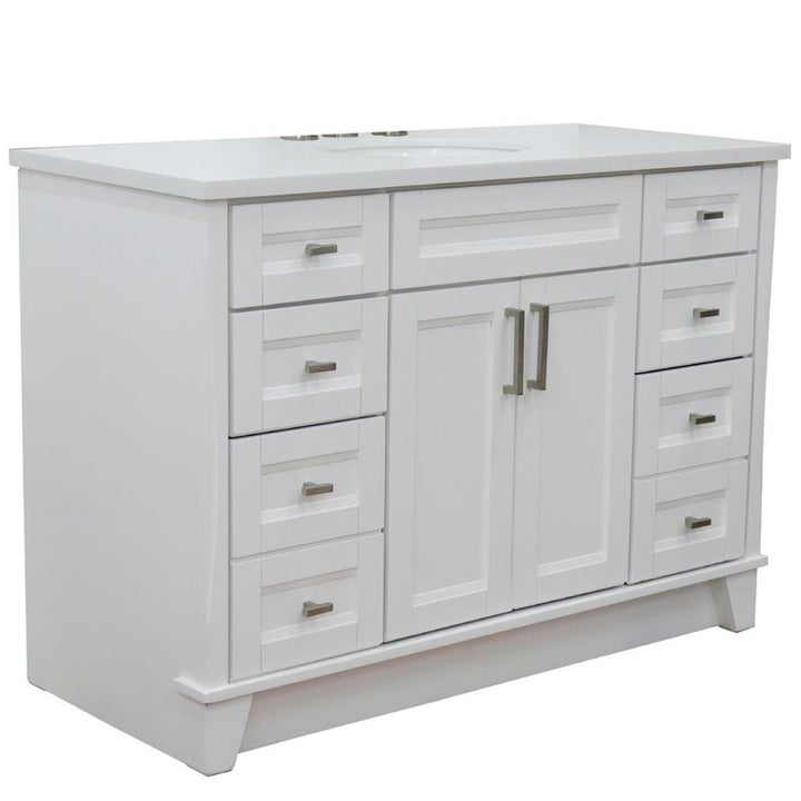 Bellaterra Home, Terni 49" White Single Vanity, Oval Sink, White Quartz#top-options_white-quartz-top