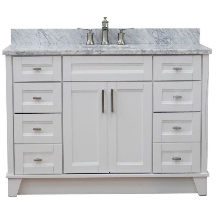 Bellaterra Home, Terni 49" White Single Vanity, Oval Sink, White Carrara Marble#top-options_white-carrara-marble-top