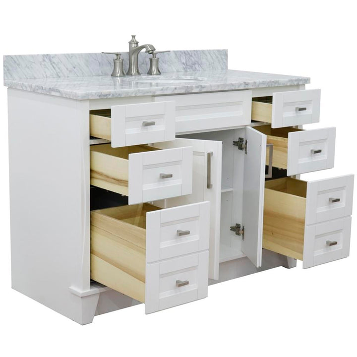 Bellaterra Home, Terni 49" White Single Vanity, Oval Sink, White Carrara Marble#top-options_white-carrara-marble-top