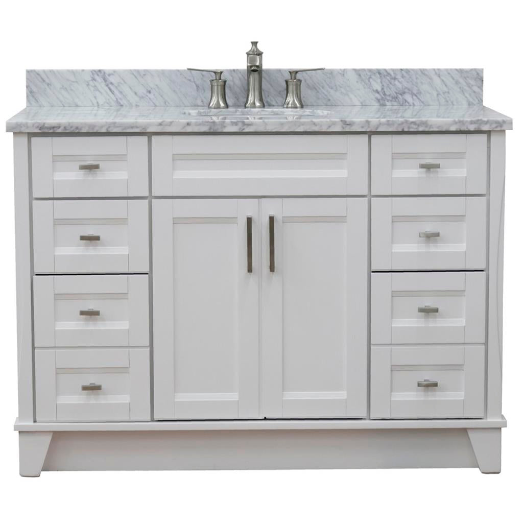 Bellaterra Home, Terni 49" White Single Vanity, Oval Sink, White Carrara Marble#top-options_white-carrara-marble-top