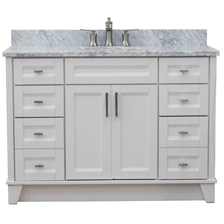 Bellaterra Home, Terni 49" White Single Vanity, Oval Sink, White Carrara Marble#top-options_white-carrara-marble-top