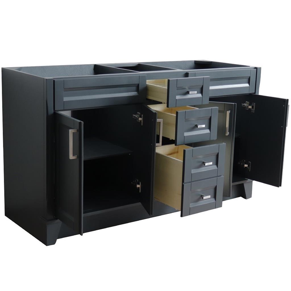 Bellaterra Home, Terni 60" Dark Gray Double Vanity, Cabinet Only, Cabinet Only (No Top)#top-options_cabinet-only-(no-top)-top