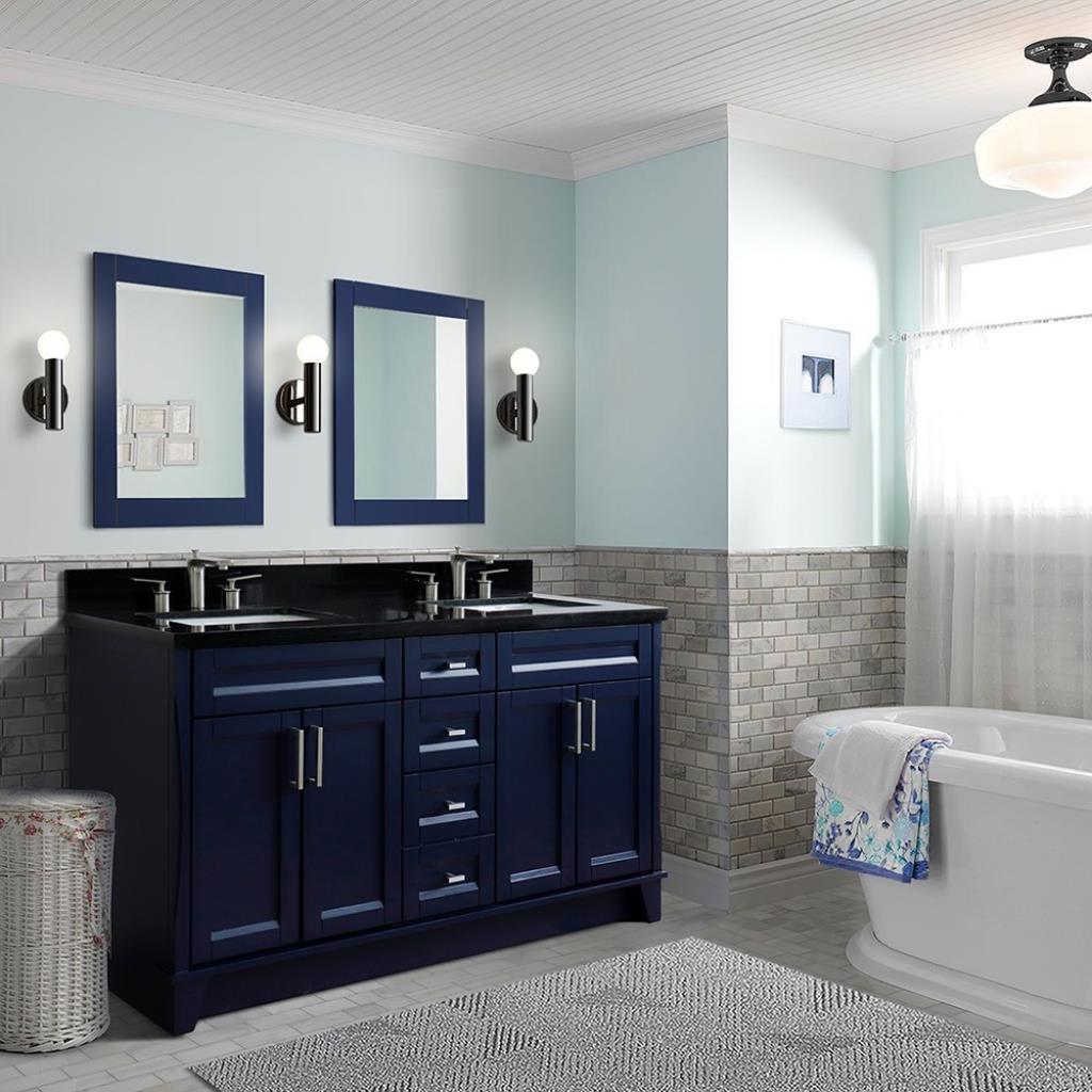 Bellaterra Home, Terni 61" Blue Double Vanity, Rectangle Sink, Black Galaxy Granite#top-options_black-galaxy-granite-top