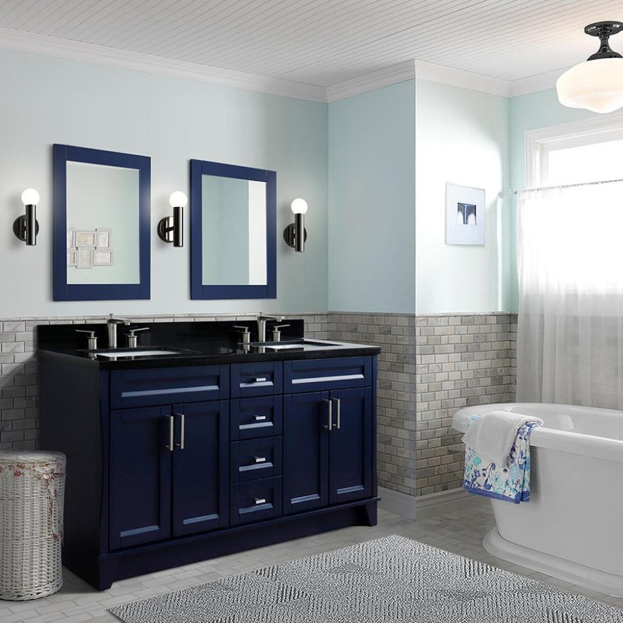 Bellaterra Home, Terni 61" Blue Double Vanity, Rectangle Sink, Black Galaxy Granite#top-options_black-galaxy-granite-top