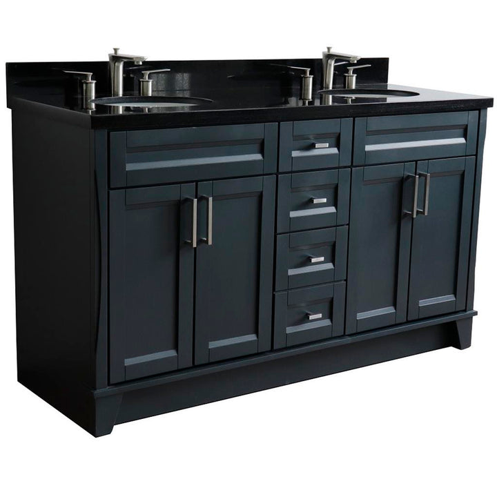 Bellaterra Home, Terni 61" Dark Gray Double Vanity, Oval Sink, Black Galaxy Granite#top-options_black-galaxy-granite-top