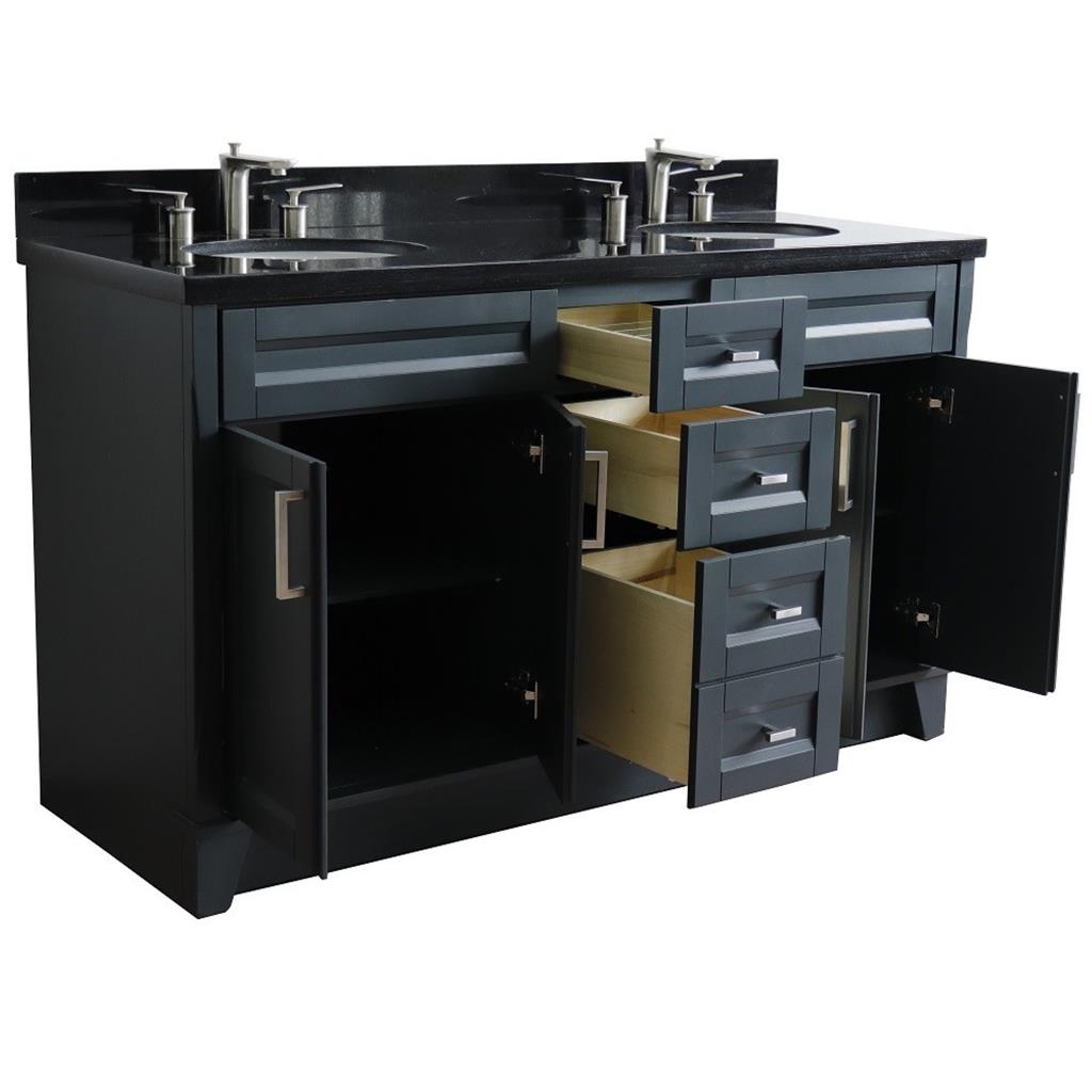 Bellaterra Home, Terni 61" Dark Gray Double Vanity, Oval Sink, Black Galaxy Granite#top-options_black-galaxy-granite-top