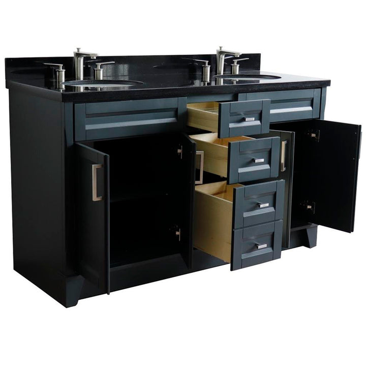 Bellaterra Home, Terni 61" Dark Gray Double Vanity, Oval Sink, Black Galaxy Granite#top-options_black-galaxy-granite-top