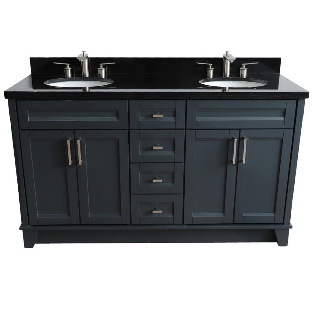 Bellaterra Home, Terni 61" Dark Gray Double Vanity, Oval Sink, Black Galaxy Granite#top-options_black-galaxy-granite-top
