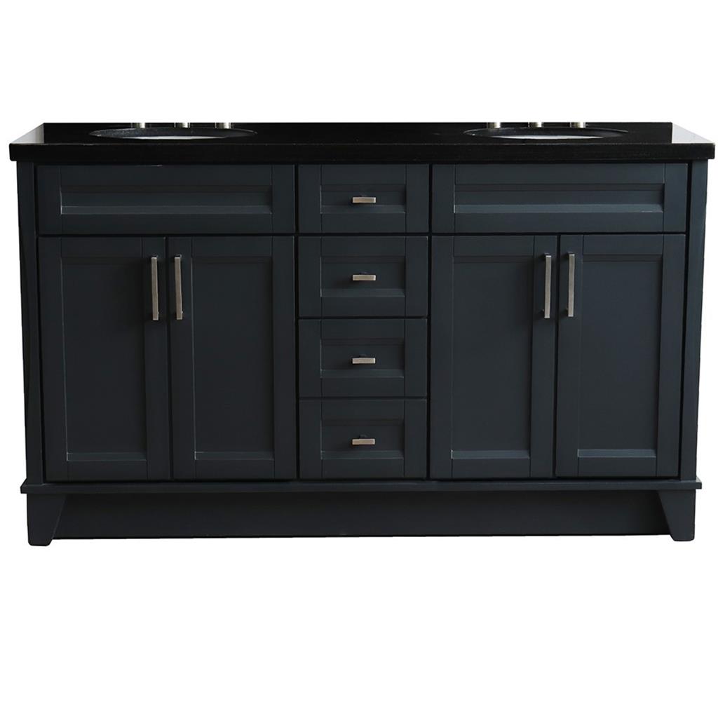 Bellaterra Home, Terni 61" Dark Gray Double Vanity, Oval Sink, Black Galaxy Granite#top-options_black-galaxy-granite-top