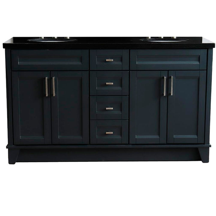 Bellaterra Home, Terni 61" Dark Gray Double Vanity, Oval Sink, Black Galaxy Granite#top-options_black-galaxy-granite-top