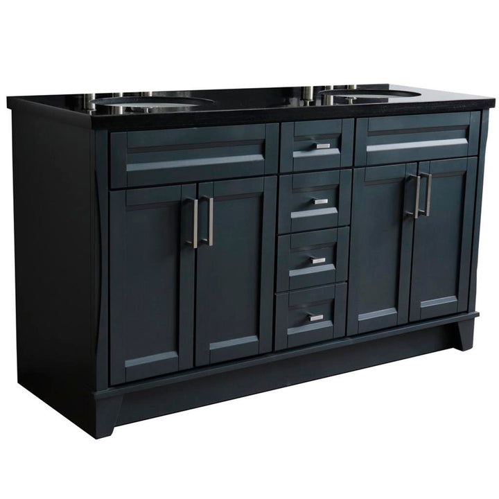 Bellaterra Home, Terni 61" Dark Gray Double Vanity, Oval Sink, Black Galaxy Granite#top-options_black-galaxy-granite-top