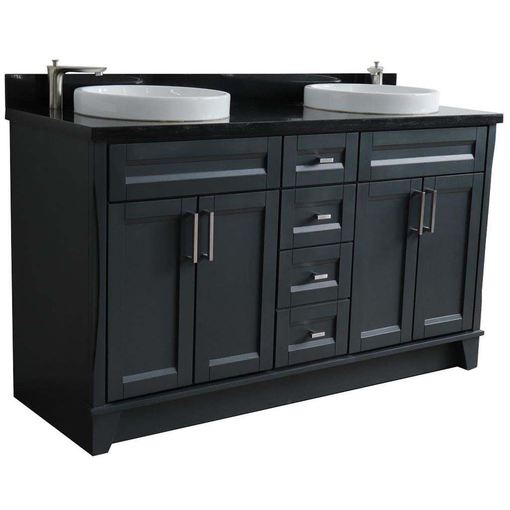 Bellaterra Home, Terni 61" Dark Gray Double Vanity, Round Sink, Black Galaxy Granite#top-options_black-galaxy-granite-top