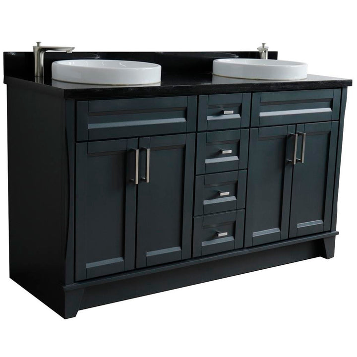 Bellaterra Home, Terni 61" Dark Gray Double Vanity, Round Sink, Black Galaxy Granite#top-options_black-galaxy-granite-top