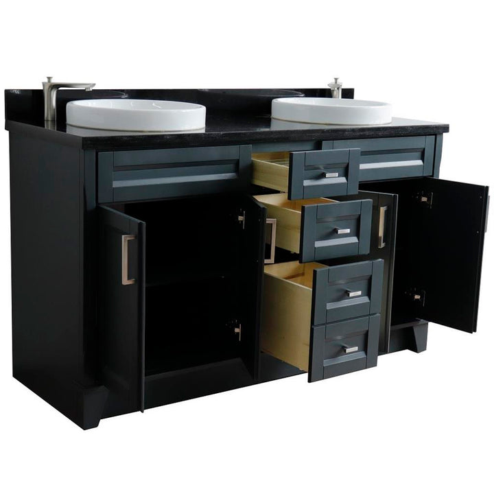 Bellaterra Home, Terni 61" Dark Gray Double Vanity, Round Sink, Black Galaxy Granite#top-options_black-galaxy-granite-top