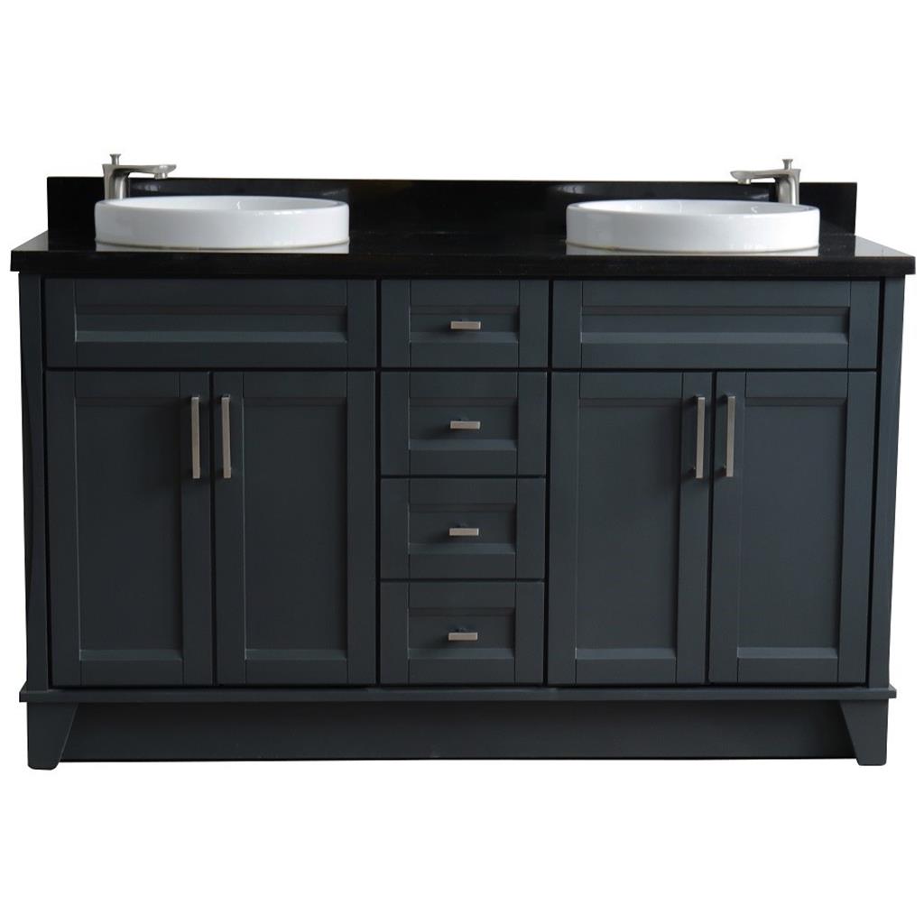 Bellaterra Home, Terni 61" Dark Gray Double Vanity, Round Sink, Black Galaxy Granite#top-options_black-galaxy-granite-top