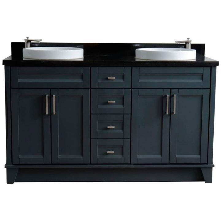 Bellaterra Home, Terni 61" Dark Gray Double Vanity, Round Sink, Black Galaxy Granite#top-options_black-galaxy-granite-top