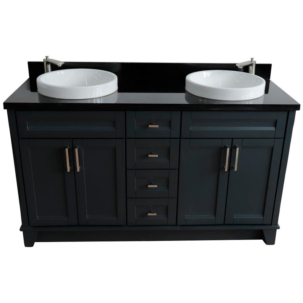 Bellaterra Home, Terni 61" Dark Gray Double Vanity, Round Sink, Black Galaxy Granite#top-options_black-galaxy-granite-top