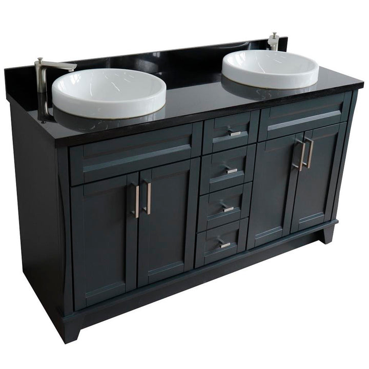 Bellaterra Home, Terni 61" Dark Gray Double Vanity, Round Sink, Black Galaxy Granite#top-options_black-galaxy-granite-top