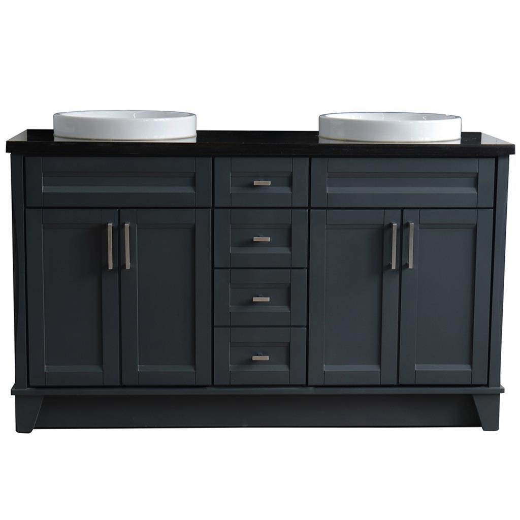 Bellaterra Home, Terni 61" Dark Gray Double Vanity, Round Sink, Black Galaxy Granite#top-options_black-galaxy-granite-top