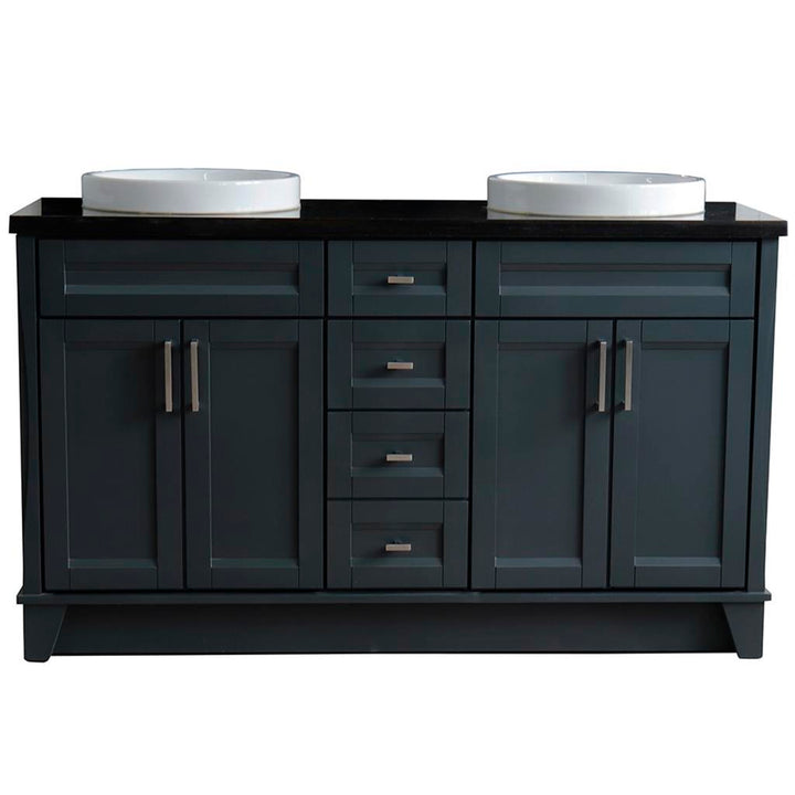 Bellaterra Home, Terni 61" Dark Gray Double Vanity, Round Sink, Black Galaxy Granite#top-options_black-galaxy-granite-top
