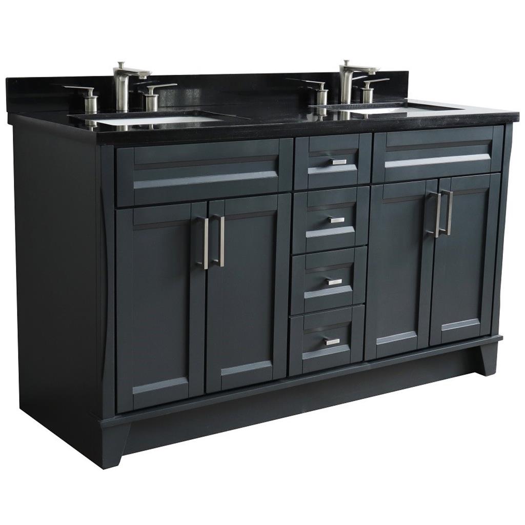 Bellaterra Home, Terni 61" Dark Gray Double Vanity, Rectangle Sink, Black Galaxy Granite#top-options_black-galaxy-granite-top