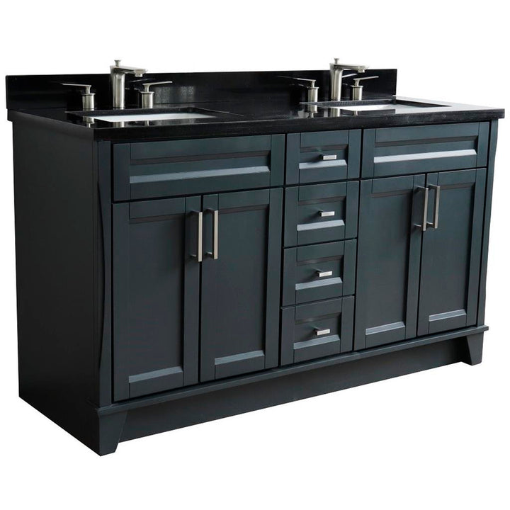 Bellaterra Home, Terni 61" Dark Gray Double Vanity, Rectangle Sink, Black Galaxy Granite#top-options_black-galaxy-granite-top