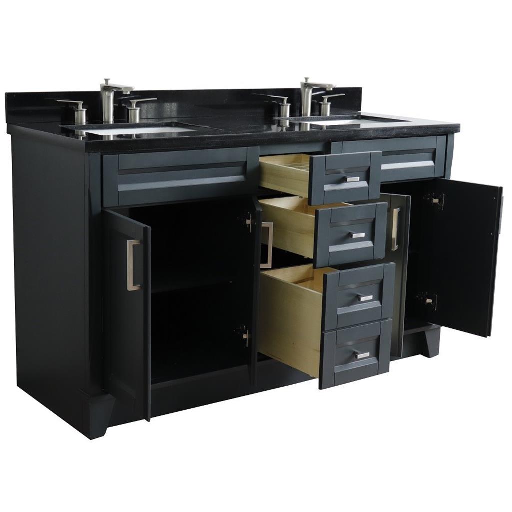 Bellaterra Home, Terni 61" Dark Gray Double Vanity, Rectangle Sink, Black Galaxy Granite#top-options_black-galaxy-granite-top