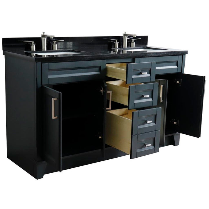 Bellaterra Home, Terni 61" Dark Gray Double Vanity, Rectangle Sink, Black Galaxy Granite#top-options_black-galaxy-granite-top