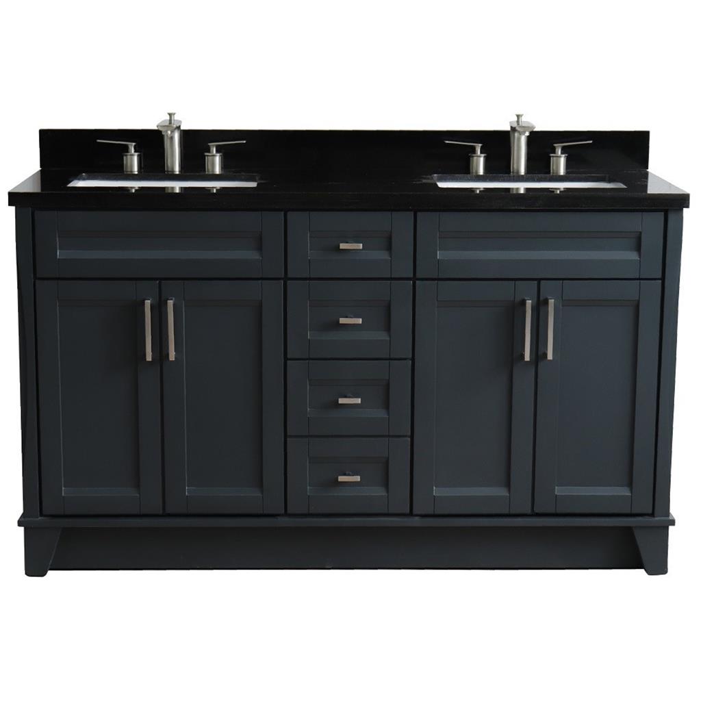 Bellaterra Home, Terni 61" Dark Gray Double Vanity, Rectangle Sink, Black Galaxy Granite#top-options_black-galaxy-granite-top