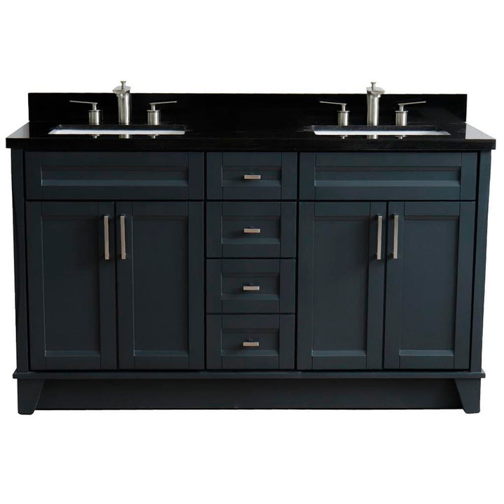Bellaterra Home, Terni 61" Dark Gray Double Vanity, Rectangle Sink, Black Galaxy Granite#top-options_black-galaxy-granite-top
