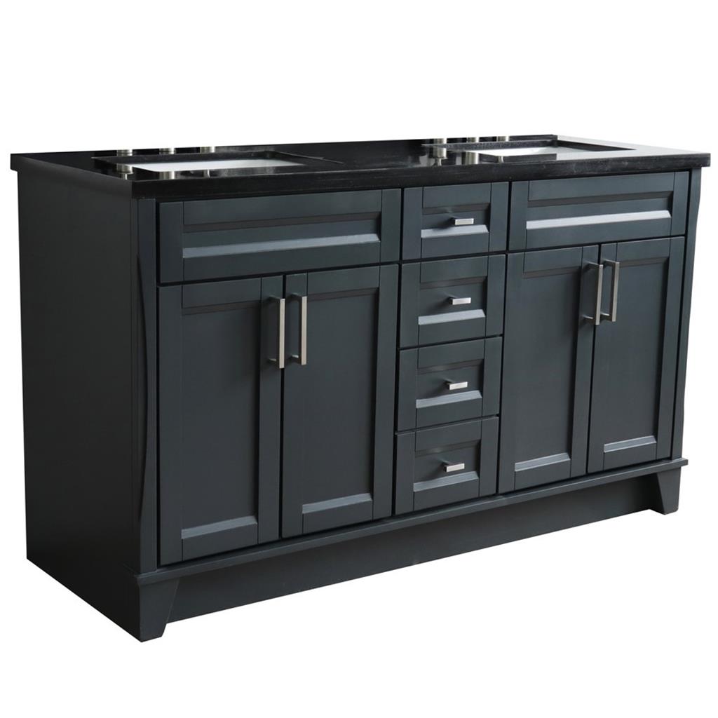 Bellaterra Home, Terni 61" Dark Gray Double Vanity, Rectangle Sink, Black Galaxy Granite#top-options_black-galaxy-granite-top