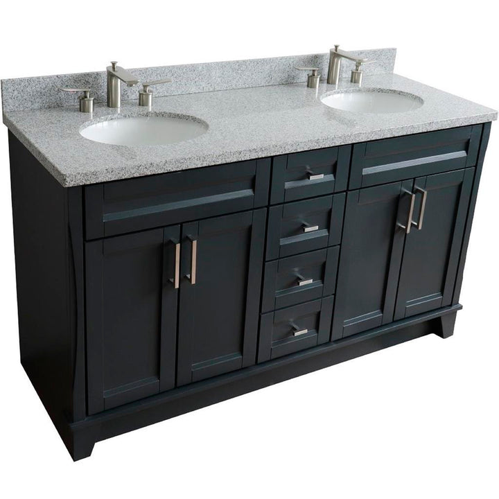 Bellaterra Home, Terni 61" Dark Gray Double Vanity, Oval Sink, Gray Granite#top-options_gray-granite-top