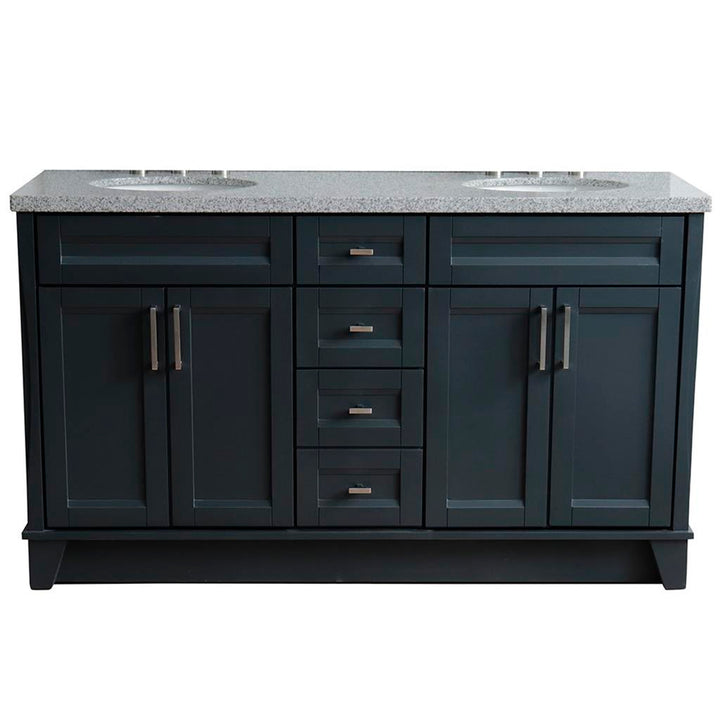 Bellaterra Home, Terni 61" Dark Gray Double Vanity, Oval Sink, Gray Granite#top-options_gray-granite-top