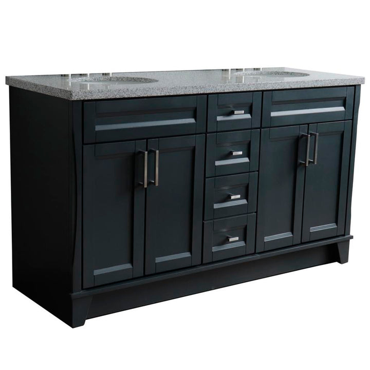 Bellaterra Home, Terni 61" Dark Gray Double Vanity, Oval Sink, Gray Granite#top-options_gray-granite-top