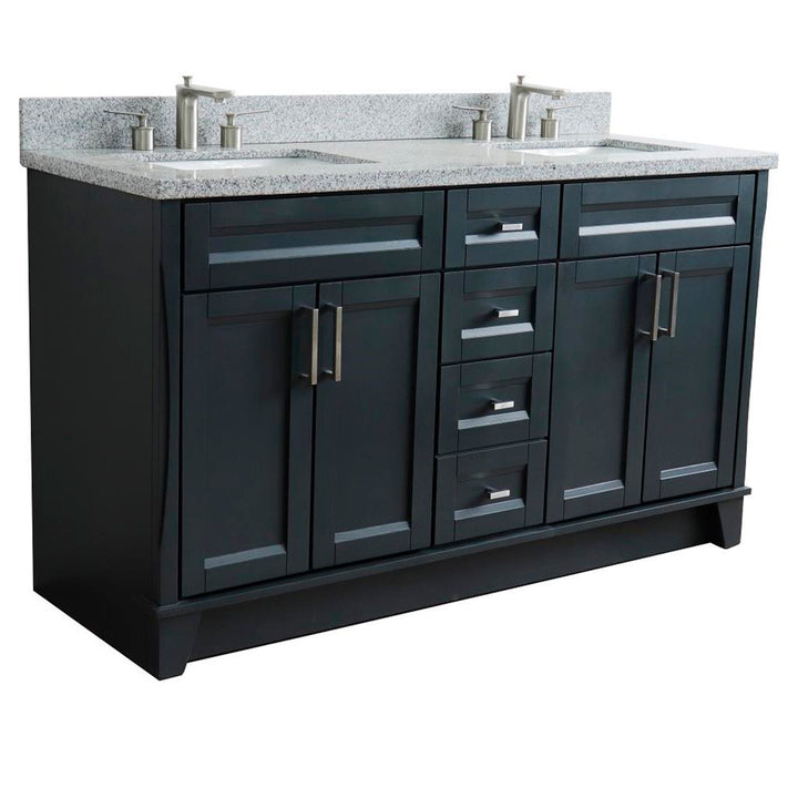 Bellaterra Home, Terni 61" Dark Gray Double Vanity, Rectangle Sink, Gray Granite#top-options_gray-granite-top