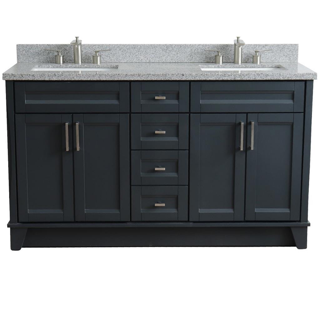 Bellaterra Home, Terni 61" Dark Gray Double Vanity, Rectangle Sink, Gray Granite#top-options_gray-granite-top