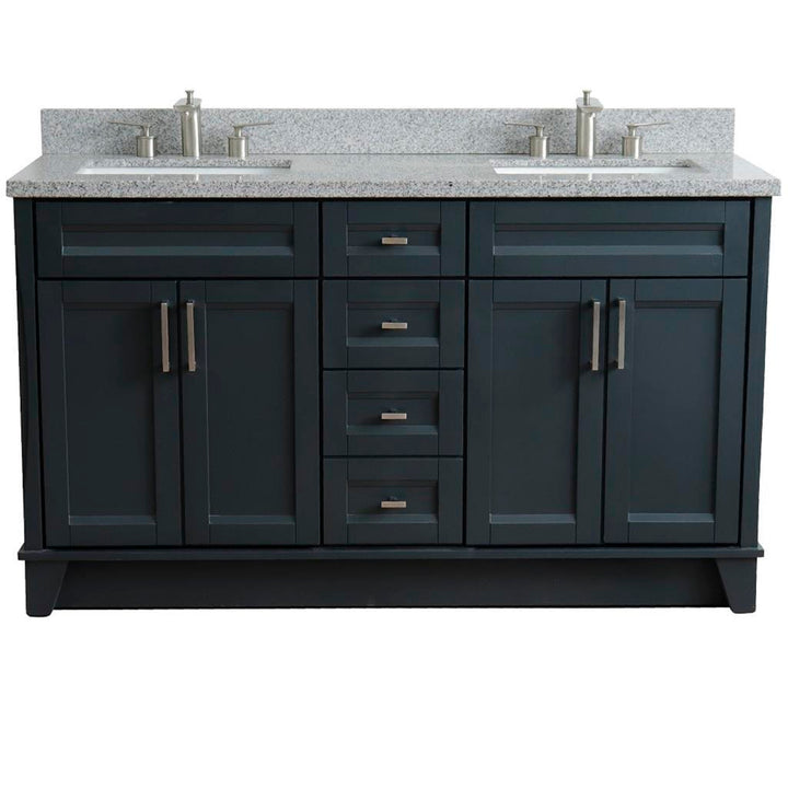 Bellaterra Home, Terni 61" Dark Gray Double Vanity, Rectangle Sink, Gray Granite#top-options_gray-granite-top