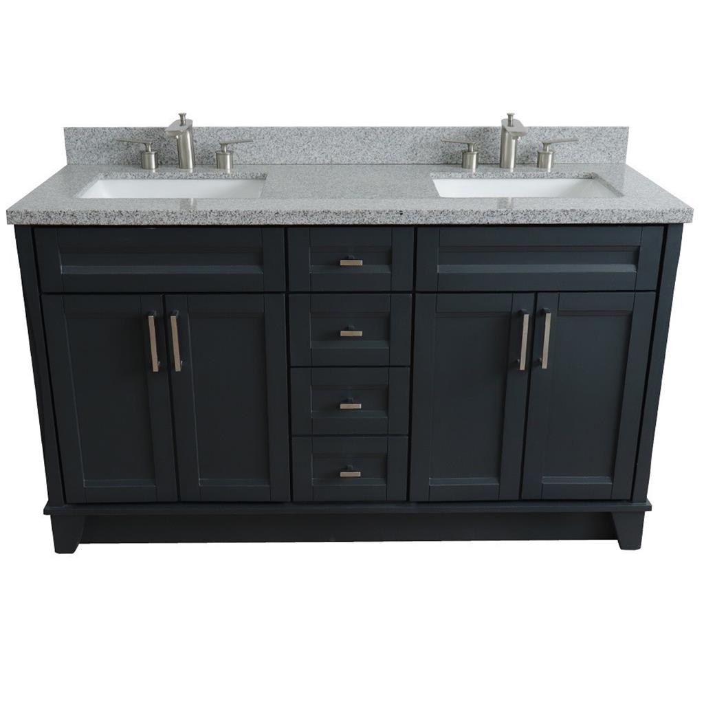 Bellaterra Home, Terni 61" Dark Gray Double Vanity, Rectangle Sink, Gray Granite#top-options_gray-granite-top