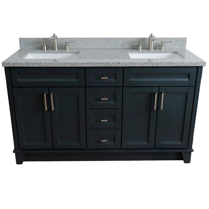 Bellaterra Home, Terni 61" Dark Gray Double Vanity, Rectangle Sink, Gray Granite#top-options_gray-granite-top