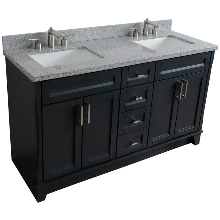 Bellaterra Home, Terni 61" Dark Gray Double Vanity, Rectangle Sink, Gray Granite#top-options_gray-granite-top