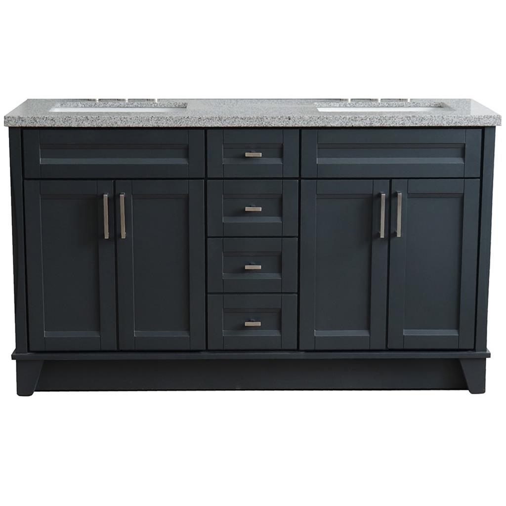 Bellaterra Home, Terni 61" Dark Gray Double Vanity, Rectangle Sink, Gray Granite#top-options_gray-granite-top