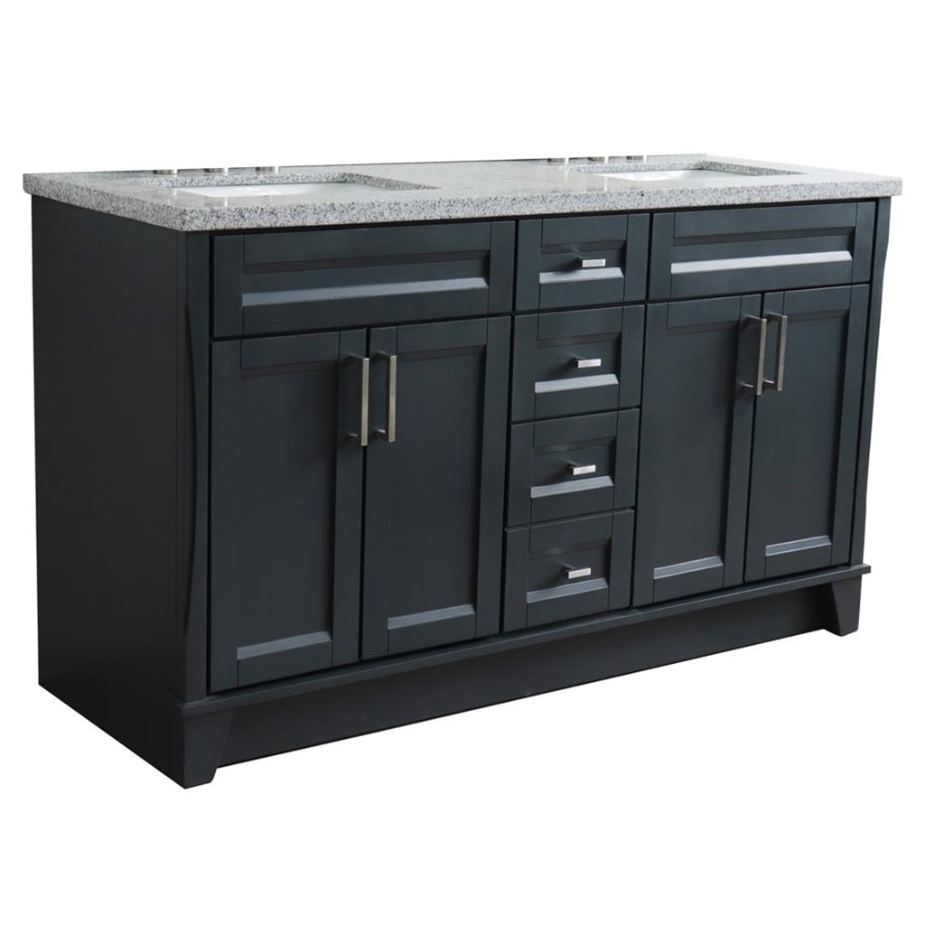 Bellaterra Home, Terni 61" Dark Gray Double Vanity, Rectangle Sink, Gray Granite#top-options_gray-granite-top
