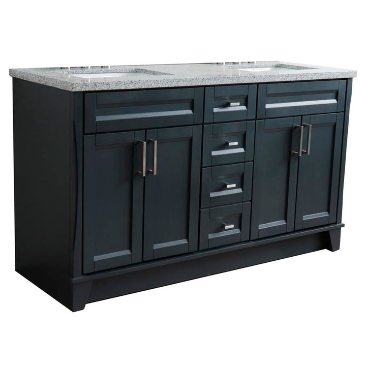 Bellaterra Home, Terni 61" Dark Gray Double Vanity, Rectangle Sink, Gray Granite#top-options_gray-granite-top