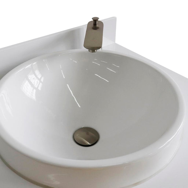 Bellaterra Home, Terni 61" Dark Gray Double Vanity, Round Sink, White Quartz#top-options_white-quartz-top